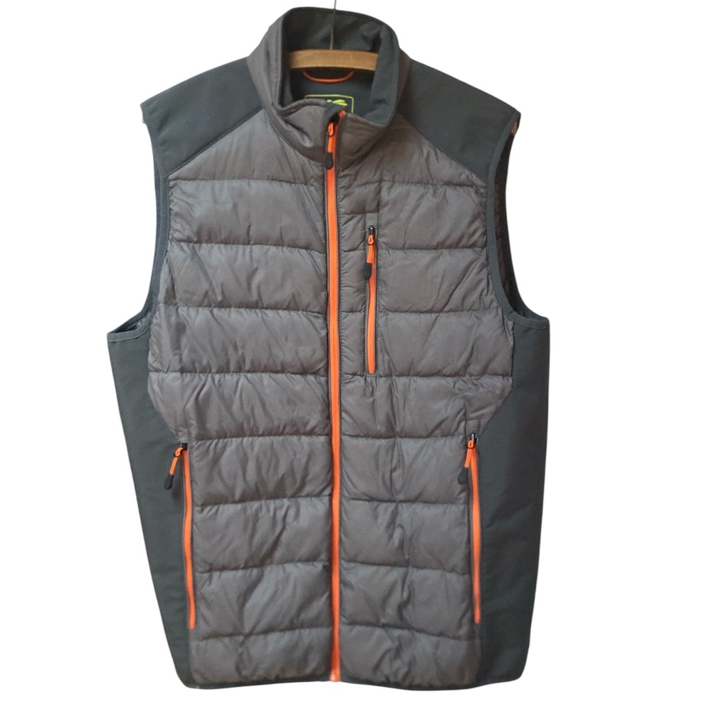 GH Bass Propel Engineered Mens Puffer Vest Down Fill‎ Grey Orange Size M